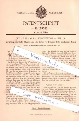 original Patent - Wilhelm Haas in Schöneberg bei Berlin , 1901 , Gießen von Bleigegenständen !!!