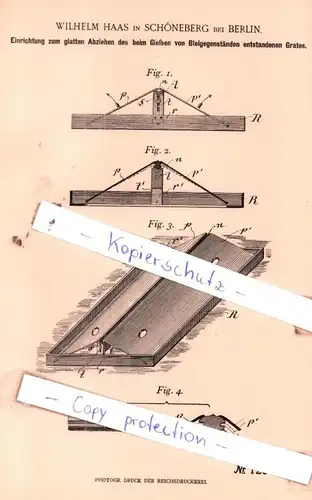 original Patent - Wilhelm Haas in Schöneberg bei Berlin , 1901 , Gießen von Bleigegenständen !!!