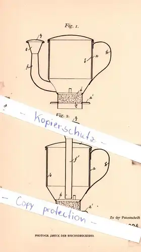 original Patent - F. Geissler in Klotzsche b. Dresden , 1905 , Abschlußvorrichtung für Kaffee- und Teetrichter !!!