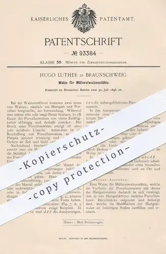 original Patent - Hugo Luther , Braunschweig , 1896 , Walze für Müllereiwalzenstühle | Walzenstuhl , Mühle , Müller !!