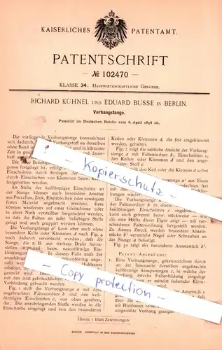 original Patent - Richard Kühnel und Eduard Busse in Berlin , 1898 , Vorhangstange !!!