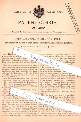 original Patent - Alphonse Marc Phalempin in Paris , 1898 , Beleuchtung, ausser elektrischer !!!