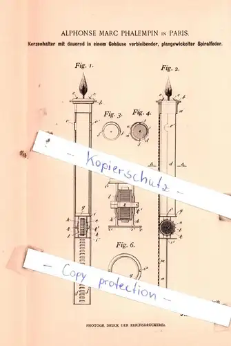 original Patent - Alphonse Marc Phalempin in Paris , 1898 , Beleuchtung, ausser elektrischer !!!