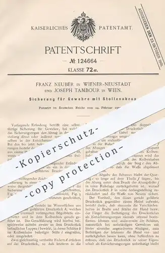 original Patent - Franz Neuber , Wiener Neustadt / Joseph Tambour , Wien , 1900 , Sicherung für Stollenabzugs- Gewehre