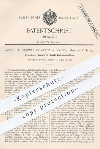 original Patent - Acme Heel Trimmer Company , Boston , Massachusetts USA , 1890 , Absatz - Maschinen | Schuhe , Schuster