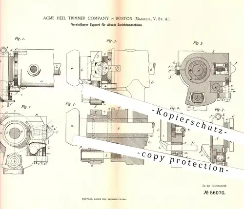 original Patent - Acme Heel Trimmer Company , Boston , Massachusetts USA , 1890 , Absatz - Maschinen | Schuhe , Schuster