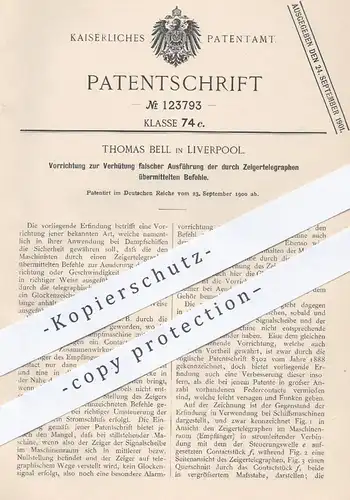 original Patent - Thomas Bell , Liverpool , 1900 , Zeigertelegraphen | Zeiger , Telegraph , Dampfschiffe , Schiffe !!