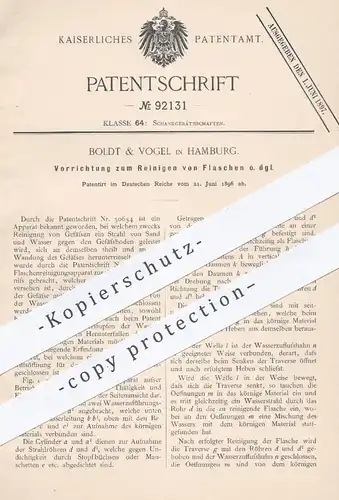 original Patent - Boldt & Vogel , Hamburg , 1896 , Reinigen von Flaschen , Glas , Gläser | Flasche , Glasflaschen !!!