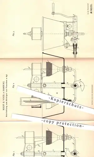 original Patent - Boldt & Vogel , Hamburg , 1896 , Reinigen von Flaschen , Glas , Gläser | Flasche , Glasflaschen !!!