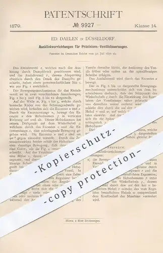 original Patent - Ed. Daelen in Düsseldorf , 1879 , Ausklinken der Präzisions- Ventilsteuerungen an Dampfmaschinen !!!