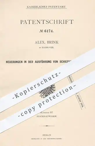 original Patent - Alex. Brink in Hannover , 1878 , Ausführung von Schieferdeckungen | Schiefer , Dach , Dachdecker , Bau