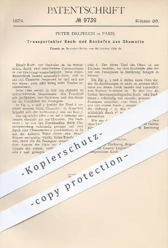 original Patent - Peter Delpeuch , Paris , 1879 , Kochofen , Backofen aus Schamotte , Schamottstein | Ofen , Öfen , Herd