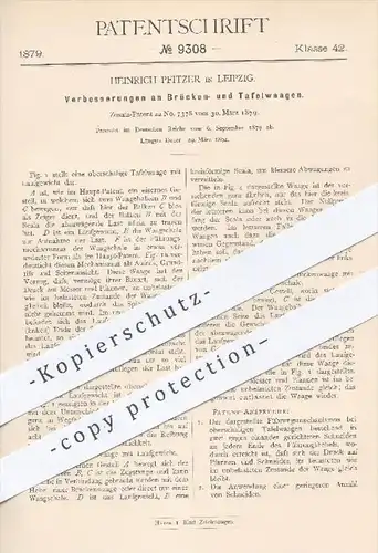 original Patent - Heinrich Pfitzer in Leipzig , 1879 , Brückenwaage , Tafelwaage | Waage , Waagen , Wiegen , Gewichte !