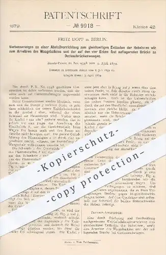 original Patent - Fritz Dopp in Berlin , 1879 , Waagebalken an Dezimalwaagen | Waage , Waagen , Wiegen , Hebel !!!