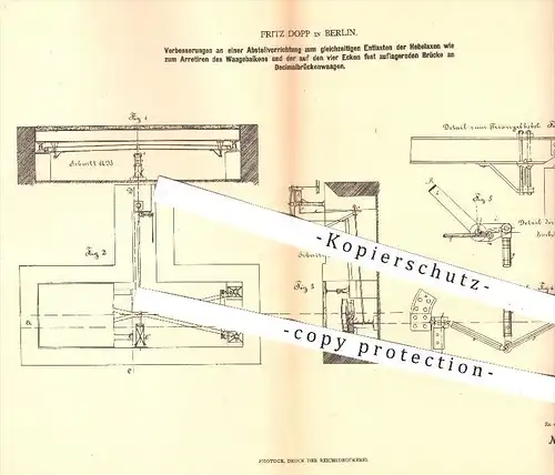 original Patent - Fritz Dopp in Berlin , 1879 , Waagebalken an Dezimalwaagen | Waage , Waagen , Wiegen , Hebel !!!