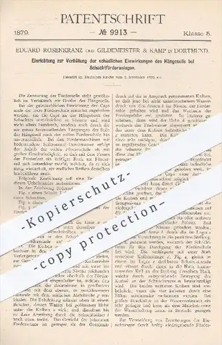 original Patent - E. Rosenkranz , Gildemeister & Kamp , Dortmund , 1879 , Hängeseil an Schachtförderanlagen | Bergbau !!