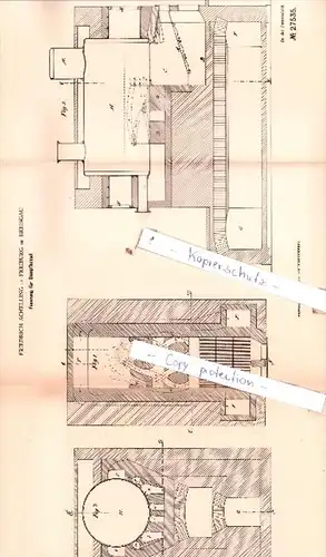 Original Patent  - Friedrich Schelling in Freiburg im Breisgau , 1883 , Feuerung für Dampfkessel !!!
