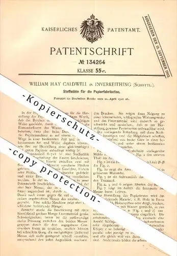 Original Patent - William Hay Caldwell in Inverkeithing , 1901 , Scotland Mill for paper factory !!!