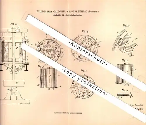Original Patent - William Hay Caldwell in Inverkeithing , 1901 , Scotland Mill for paper factory !!!