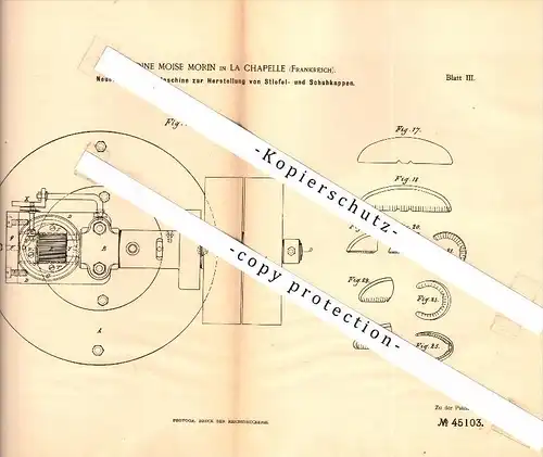 Original Patent - Antoine Moise Morin in Crécy-la-Chapelle&#8203; , 1887 , Machine pour bottes et chaussures !!!