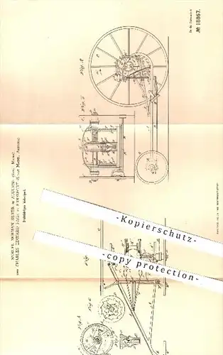 original Patent - Samuel Norman Silver , Auburne | Ch. Edward Page , Biddefort , Maine USA 1881 , Dreirädriges Velociped