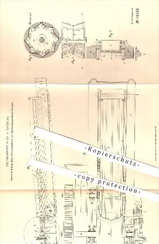 original Patent - Niederberger & Co. in Hamburg , 1881 , Ausrückung des Vorschubes an Holzraspelmaschinen | Holz !!!