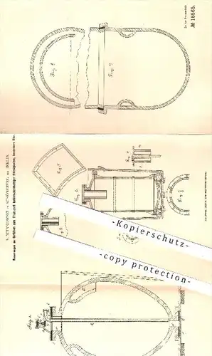 original Patent - A. Nitykowski , Berlin Schöneberg 1881 , Gefäße zum Transport von Bier | Fass , Holzfass , Kohlensäure