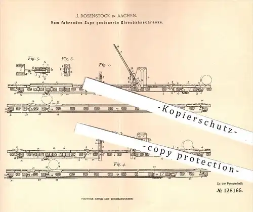 original Patent - J. Rosenstock , Aachen , 1901 , Vom fahrenden Zuge gesteuerte Eisenbahnschranke | Eisenbahn , Schranke