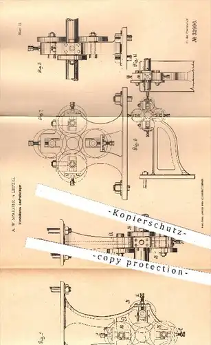 original Patent - A. W. Spatzier , Leipzig , 1885 , Verstellbare Laufrollenlager | Wellenlager , Rollenlager , Maschinen