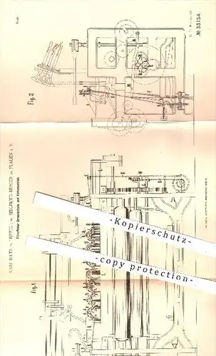 original Patent - K. Biltz , Leipzig u. S. Berger , Plauen , 1885 , Elberfelder Broschierlade mit Kettenantrieb | Weber