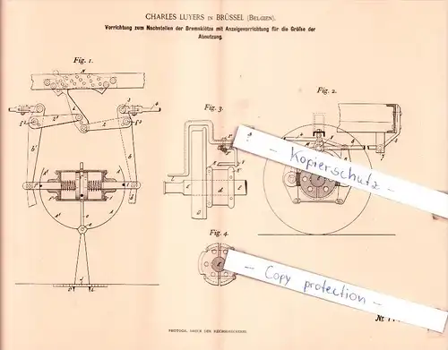Original Patent  - Charles Luyers in Brüssel , Belgien , 1893 , Eisenbahnbetrieb !!!