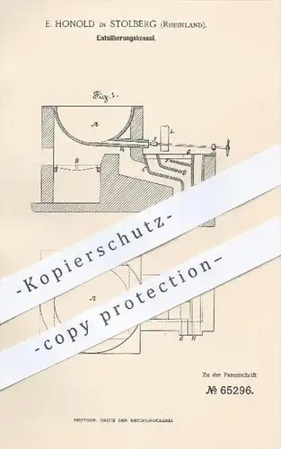 original Patent - E. Honold , Stolberg , 1892 , Entsilberungskessel , Kessel , Silber , Zink , Blei , Metall , Hütten