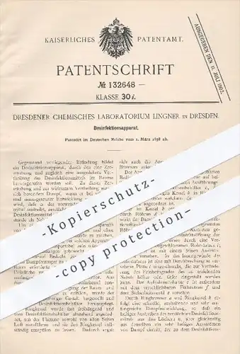 original Patent - Chemisches Laboratorium Lingner , Dresden , 1898 , Desinfektionsapparat , Desinfektion , Desinfizieren