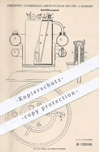 original Patent - Chemisches Laboratorium Lingner , Dresden , 1898 , Desinfektionsapparat , Desinfektion , Desinfizieren