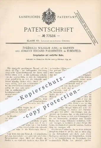 original Patent - F. W. Jung , Barmen | J. E. Parmentier , Elberfeld , 1894 , Dengelamboss , Amboss , Landwirtschaft !