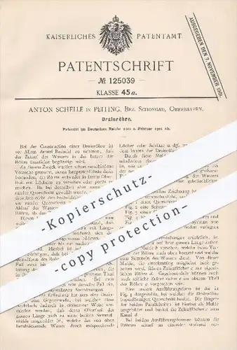 original Patent - Anton Schelle in Peiting , Schongau , 1901 , Drainröhre , Rohr , Rohre , Wasser , Wasserleitung !!!