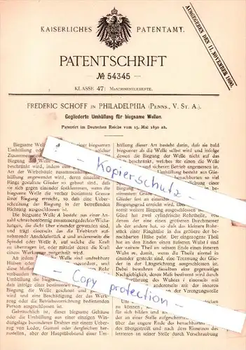 Original Patent  - Frederic Schoff in Philadelphia Penns., V. St. A. , 1890 , Maschinenelemente !!!