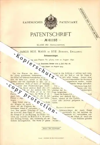 Original Patent - James Neil Marr in Rye , England , 1891 , Cleaner for rails , train !!!