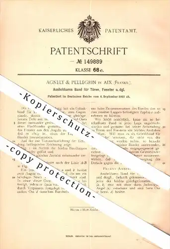 Original Patent - Agnely & Pellegrin à Aix , 1903 , Charnière pour portes et fenetres , fenetre !!!
