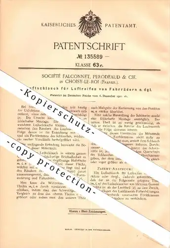 Original Patent - Perodeaut & Cie à Choisy le Roi , 1901 , Luftschlauch für Fahrrad , bicycle !!!