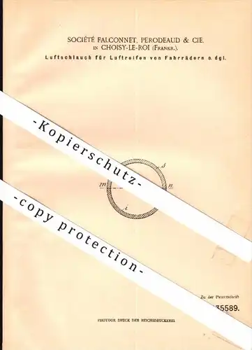 Original Patent - Perodeaut & Cie à Choisy le Roi , 1901 , Luftschlauch für Fahrrad , bicycle !!!