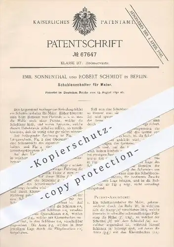original Patent - E. Sonnenthal , R. Schmidt , Berlin , 1892 , Schablonenhalter für Maler , Malerei , Malen , Schablone