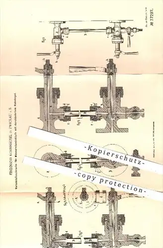 original Patent - F. Kornhäusel , Zwickau , 1886 , Verschluss - Schraube für Wasserstandsköpfe , Dampfkessel !!!