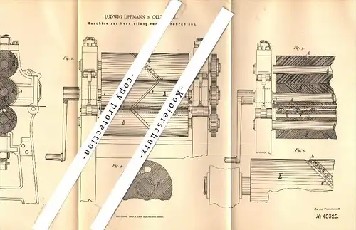 Original Patent - Ludwig Lippmann in Oelzschau b. Rötha , 1888 , Herstellung von Ofenrohren , Heizungsbau , Ofenbau !!!