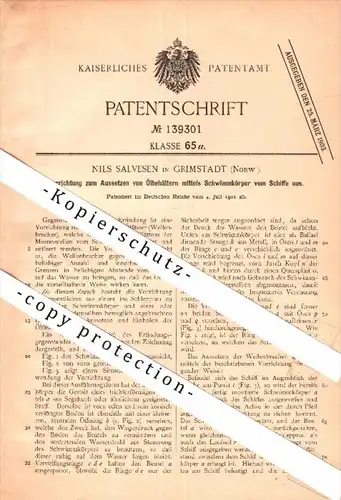 Original Patent - Nils Salvesen in Grimstad , Norway , 1901 , Eksponering for olje containere fra skipet !!!