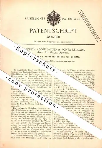 Original Patent - Friedrich Langen in Ponta Delgada , Insel Sao Miguel , 1894 , Controle elétrico para navios , Azorern