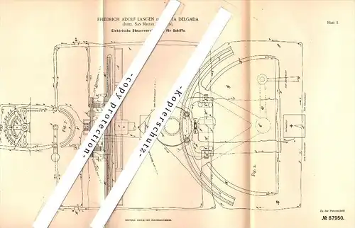 Original Patent - Friedrich Langen in Ponta Delgada , Insel Sao Miguel , 1894 , Controle elétrico para navios , Azorern