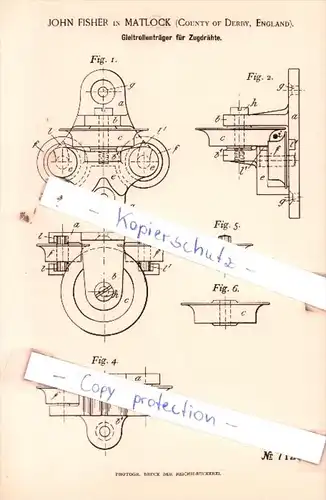 Original Patent  - John Fisher in Matlock , County of Derby, England , 1892 , !!!