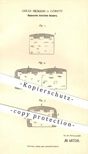 original Patent - Oskar Heimann in Görlitz , 1888 , Gepanzerte künstliche Quadern , Schusswaffen , Waffen , Geschosse !!