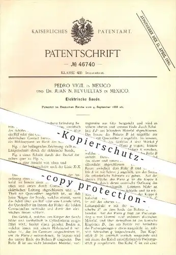 original Patent - Pedro Vigil u. Dr. Juan N. Revueltas , Mexico , 1888 , Elektrische Sonde , Sonden , Schiff , Schiffe